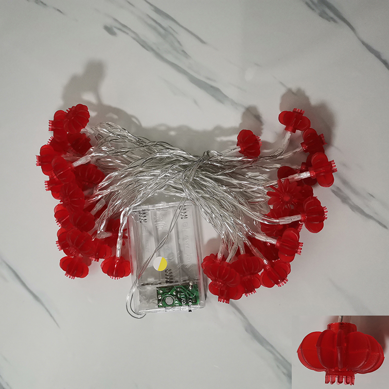 6M 40LED Night Light Battery Red Lantern Lamp Holiday Decoration Mini Lantern