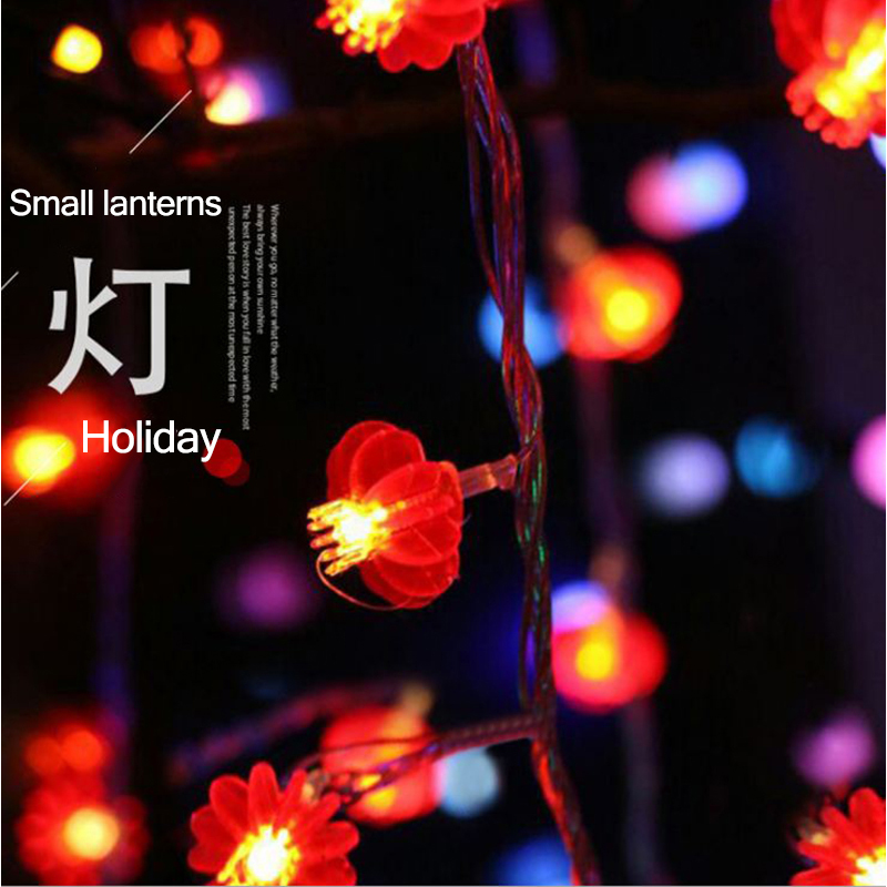 6M 40LED Night Light Battery Red Lantern Lamp Holiday Decoration Mini Lantern