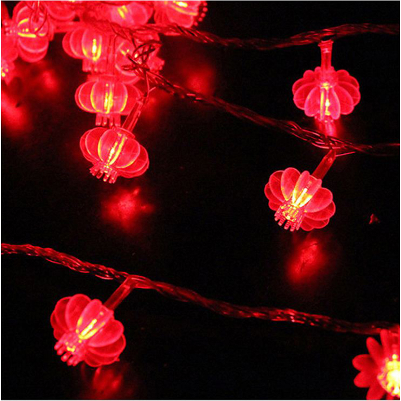 6M 40LED Night Light Battery Red Lantern Lamp Holiday Decoration Mini Lantern