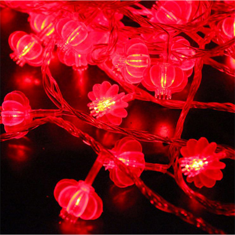 6M 40LED Night Light Battery Red Lantern Lamp Holiday Decoration Mini Lantern
