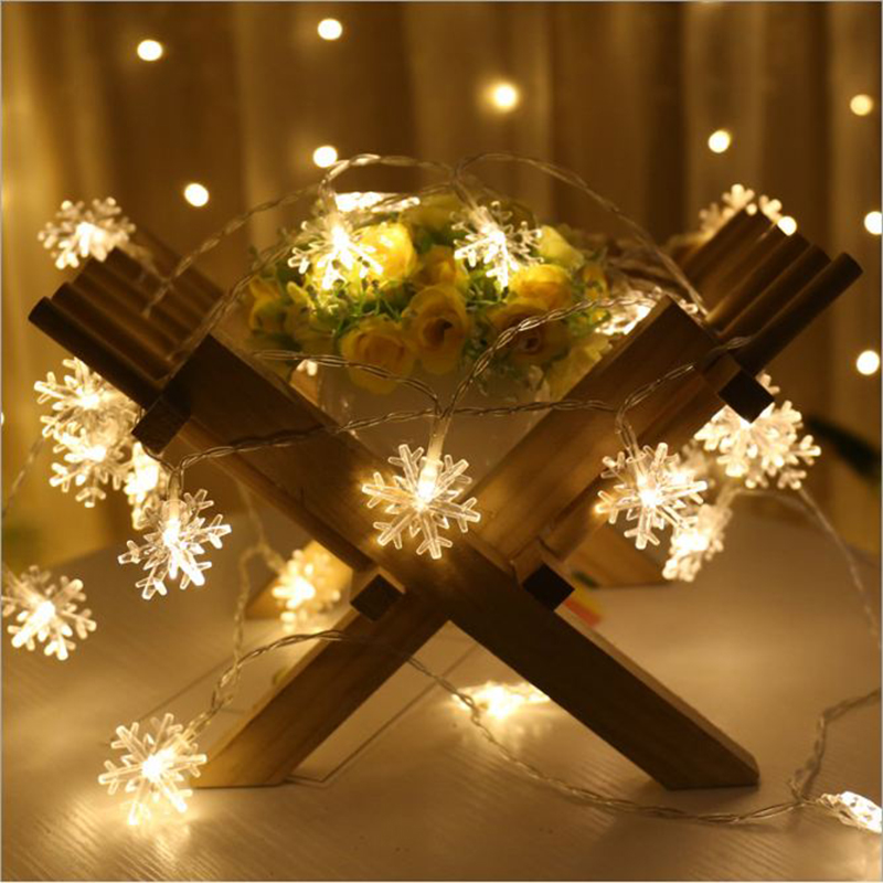6M 40LED USB Battery Powered LED Snowflake String Light for Xmas Garland Party