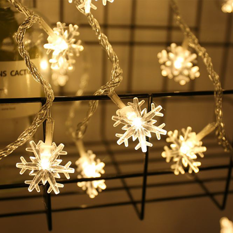 6M 40LED USB Battery Powered LED Snowflake String Light for Xmas Garland Party