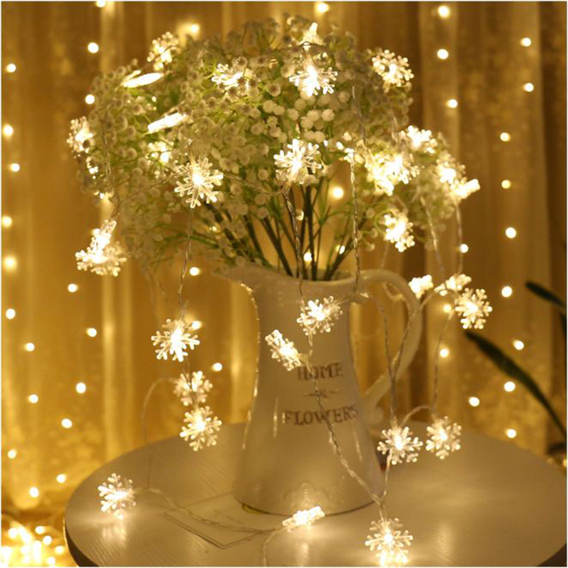 6M 40LED USB Battery Powered LED Snowflake String Light for Xmas Garland Party