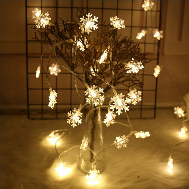 6M 40LED USB Battery Powered LED Snowflake String Light for Xmas Garland Party